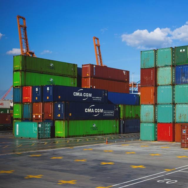 Shipping containers at a port